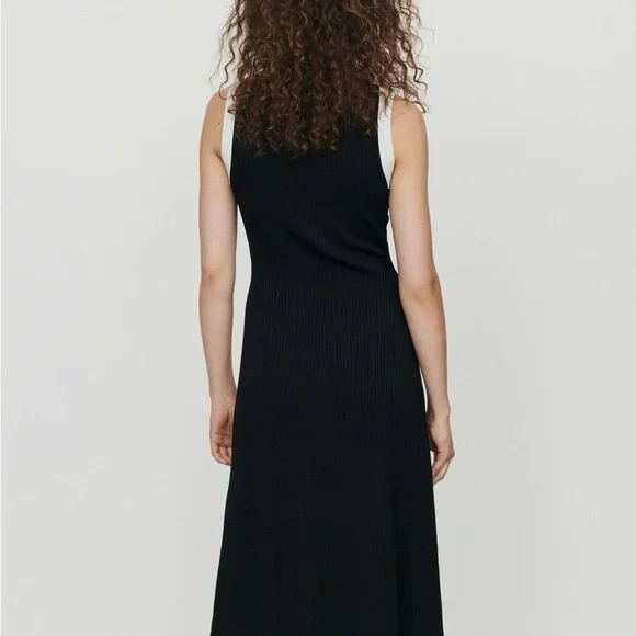 🆕 Maje Split & Contrasting Midi Ribbed Dress - Picture 4 of 11